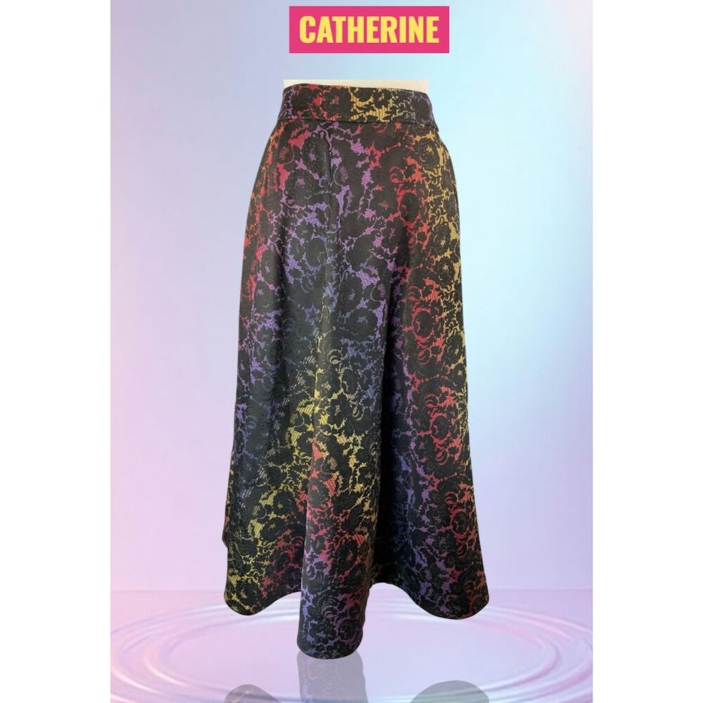 Catherine Malandrino Womens Multicolor A-Line Midi Skirt Size 6 Pre-owned.